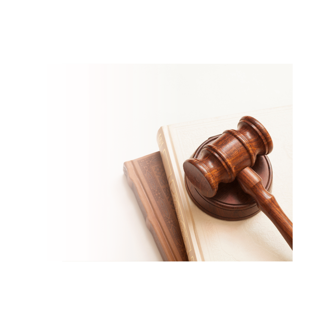 Gavel resting on a law book